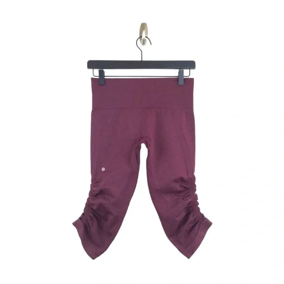 Lululemon In The Flow Crop II Heathered Bordeaux - Picture 3 of 9